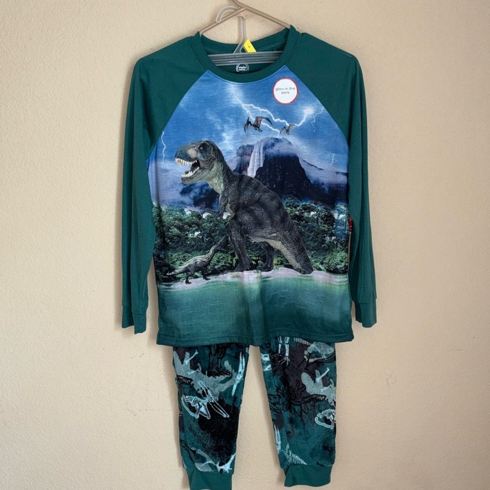 Fuzzy Dinosaur Pajamas. Size Husky 10-12. NWT
